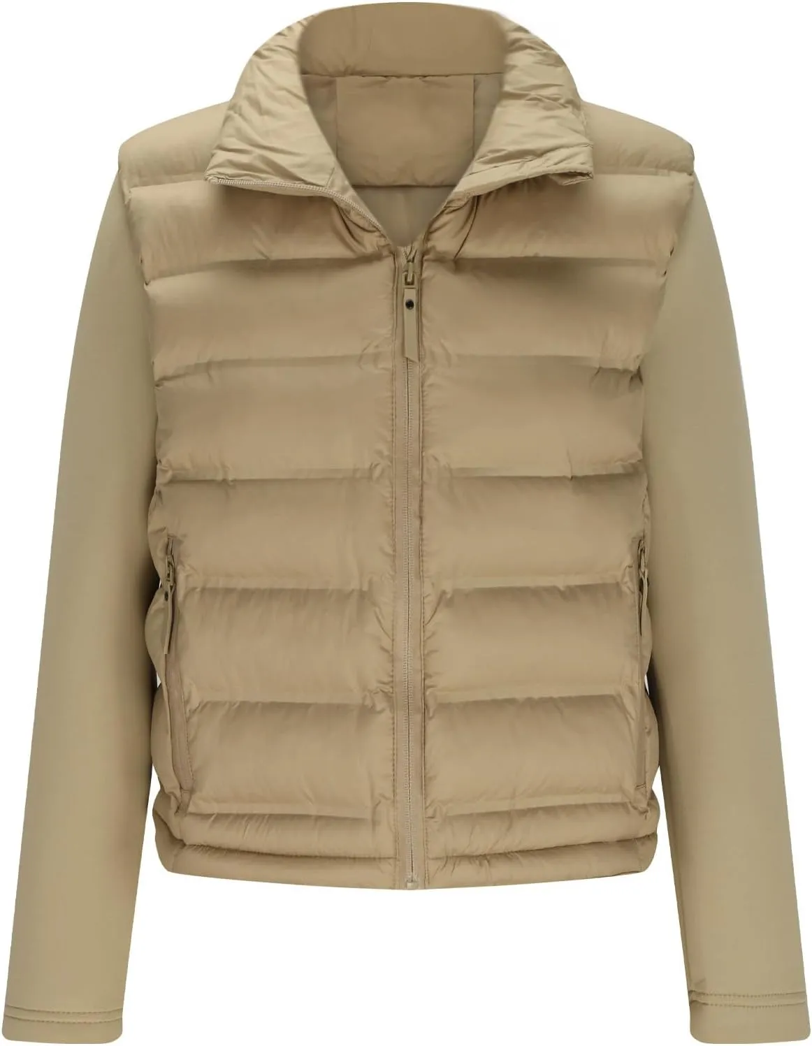 Borniu Womens Winter Cropped Puffer Jacket Coat Splice Short Warm Quilted Jacket Lightweight Down Coats with Pockets