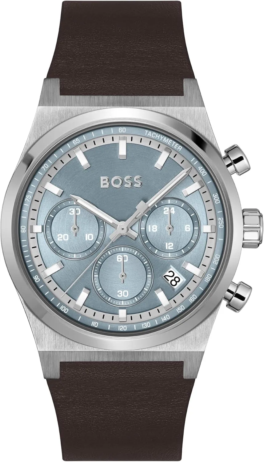 BOSS Men's Chronograph Watch  Candor Collection, Stainless Steel Case, Quartz Movement, Stopwatch Function, Sporty & Elegant Design - Gift for Him