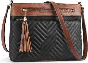 BOSTANTEN Crossbody Purses for Women Medium Shoulder Bag Quilted Handbags with Zipper Pocket