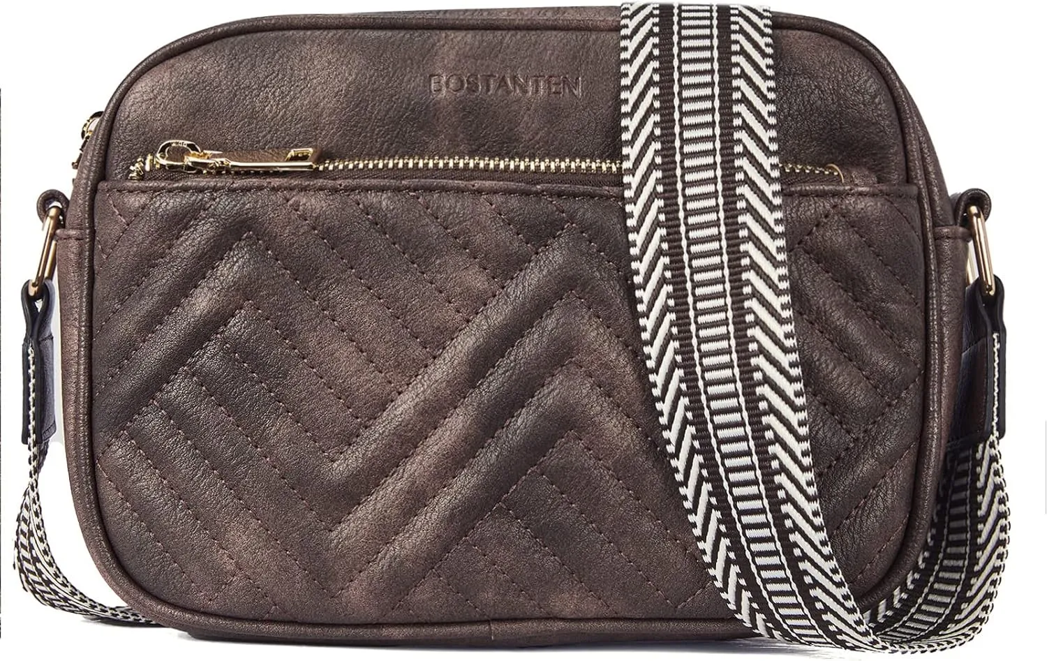 BOSTANTEN Quilted Crossbody Bags for Women Vegan Leather Purses Small Shoulder Handbags with Wide Strap