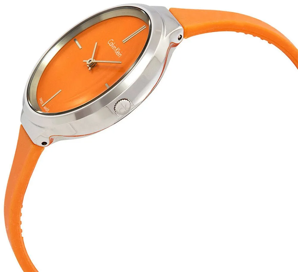 Calvin Klein Lively Orange Rubber Strap Orange Dial Quartz Womens Watch K4U231YM
