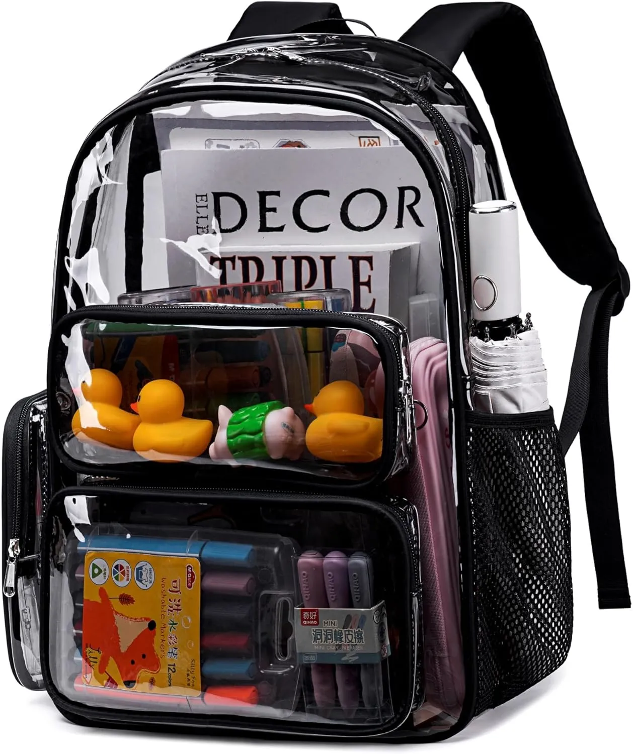 CAMTOP Clear Backpack Heavy Duty Transparent Bag See Through BookBag for Student School Work Festival Sport Travel