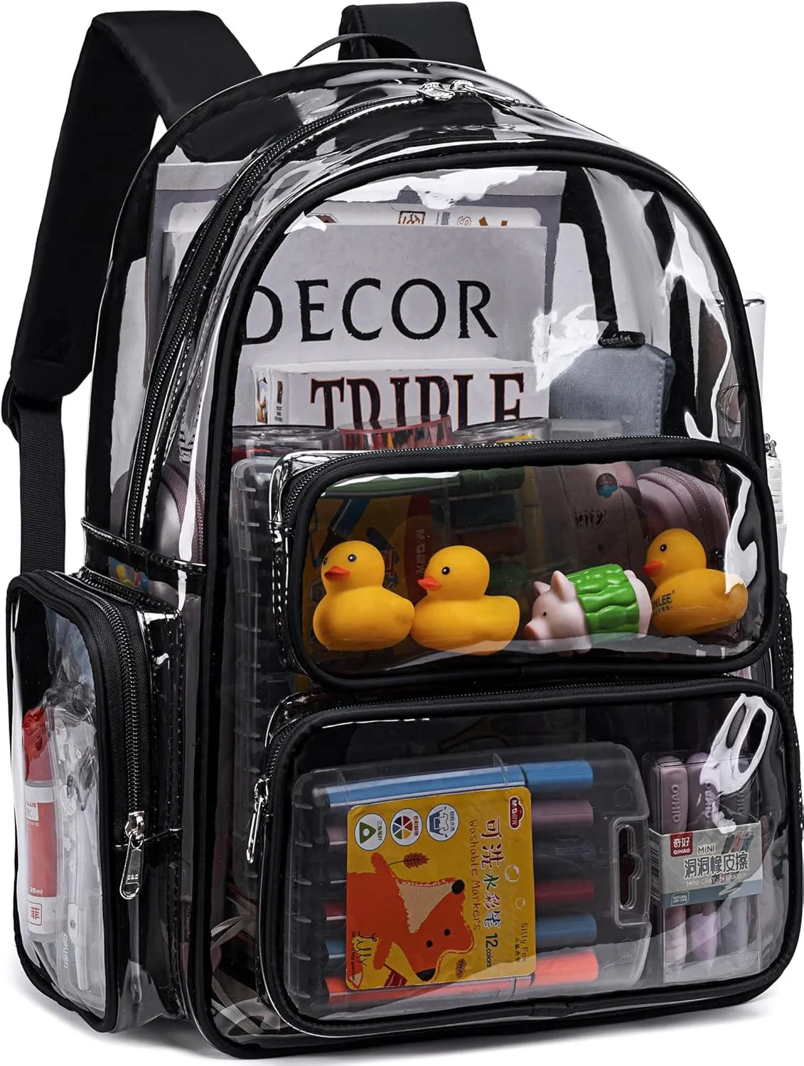CAMTOP Clear Backpack Heavy Duty Transparent Bag See Through BookBag for Student School Work Festival Sport Travel