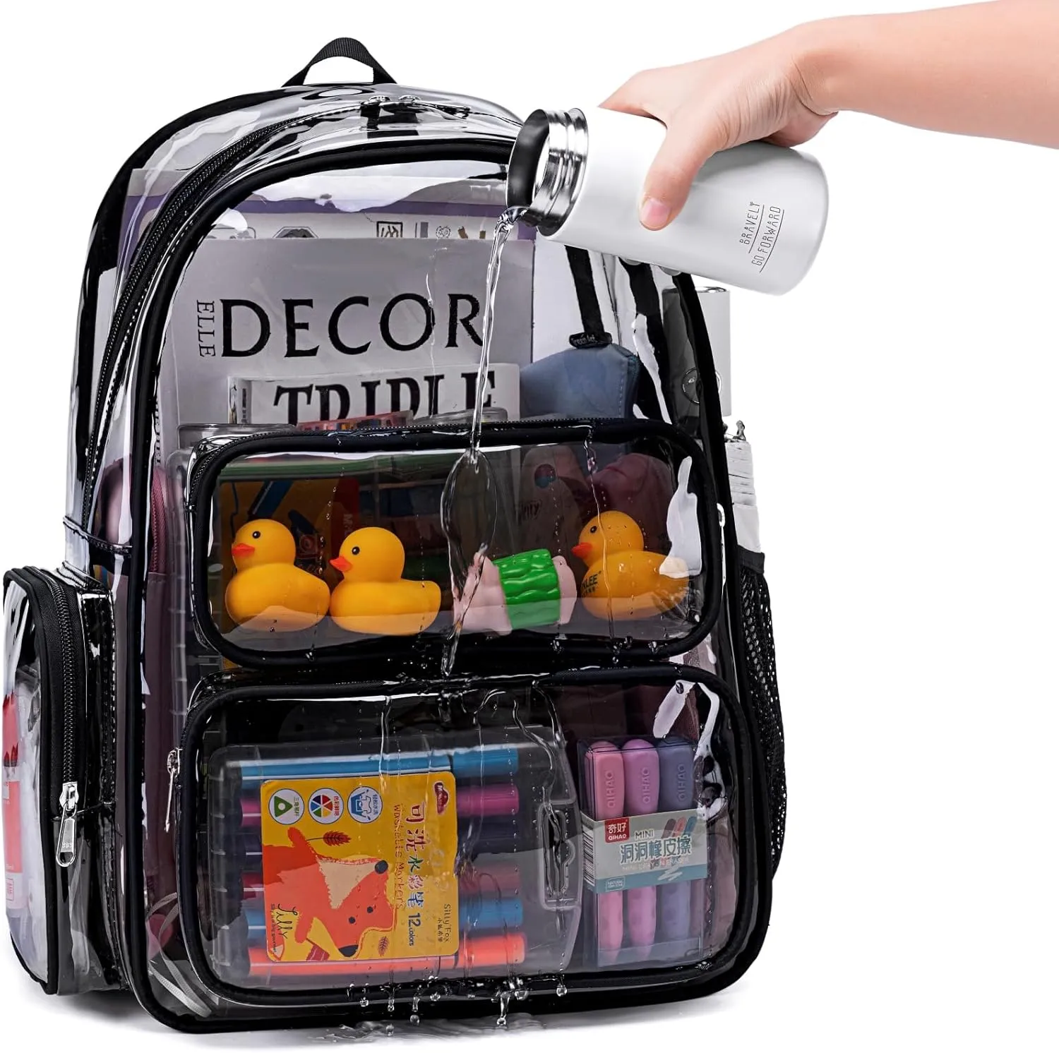 CAMTOP Clear Backpack Heavy Duty Transparent Bag See Through BookBag for Student School Work Festival Sport Travel