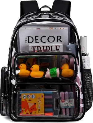 CAMTOP Clear Backpack Heavy Duty Transparent Bag See Through BookBag for Student School Work Festival Sport Travel