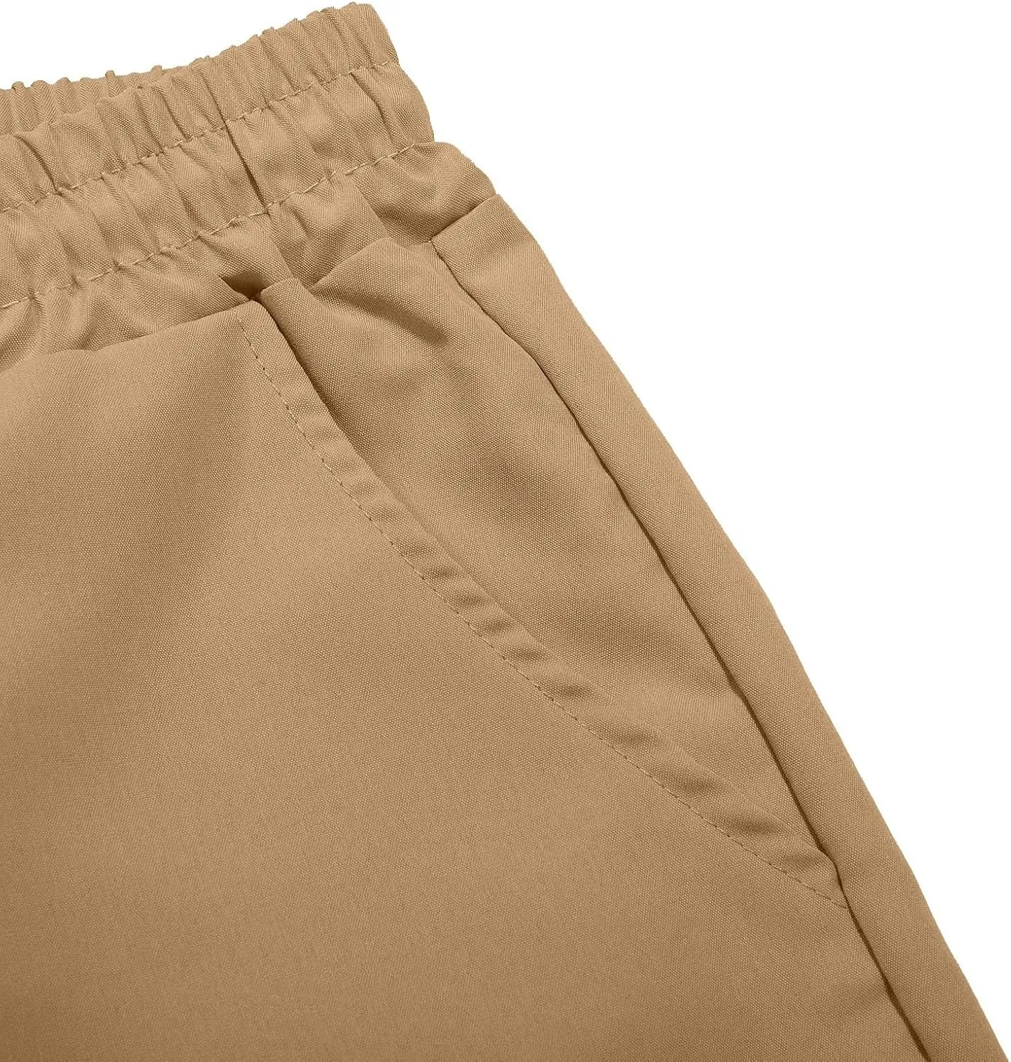 Cargo Pants for Men Casual Lightweight Elastic Waist Drawstring Trousers Work Multi Pockets Twill Joggers with Zipper