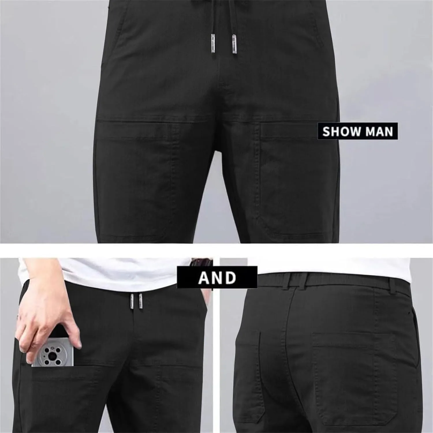 Cargo Pants for Men Hiking Casual Slim Fit Stretch Slacks Big Tall Flat Front Flex Golf Straight Pants