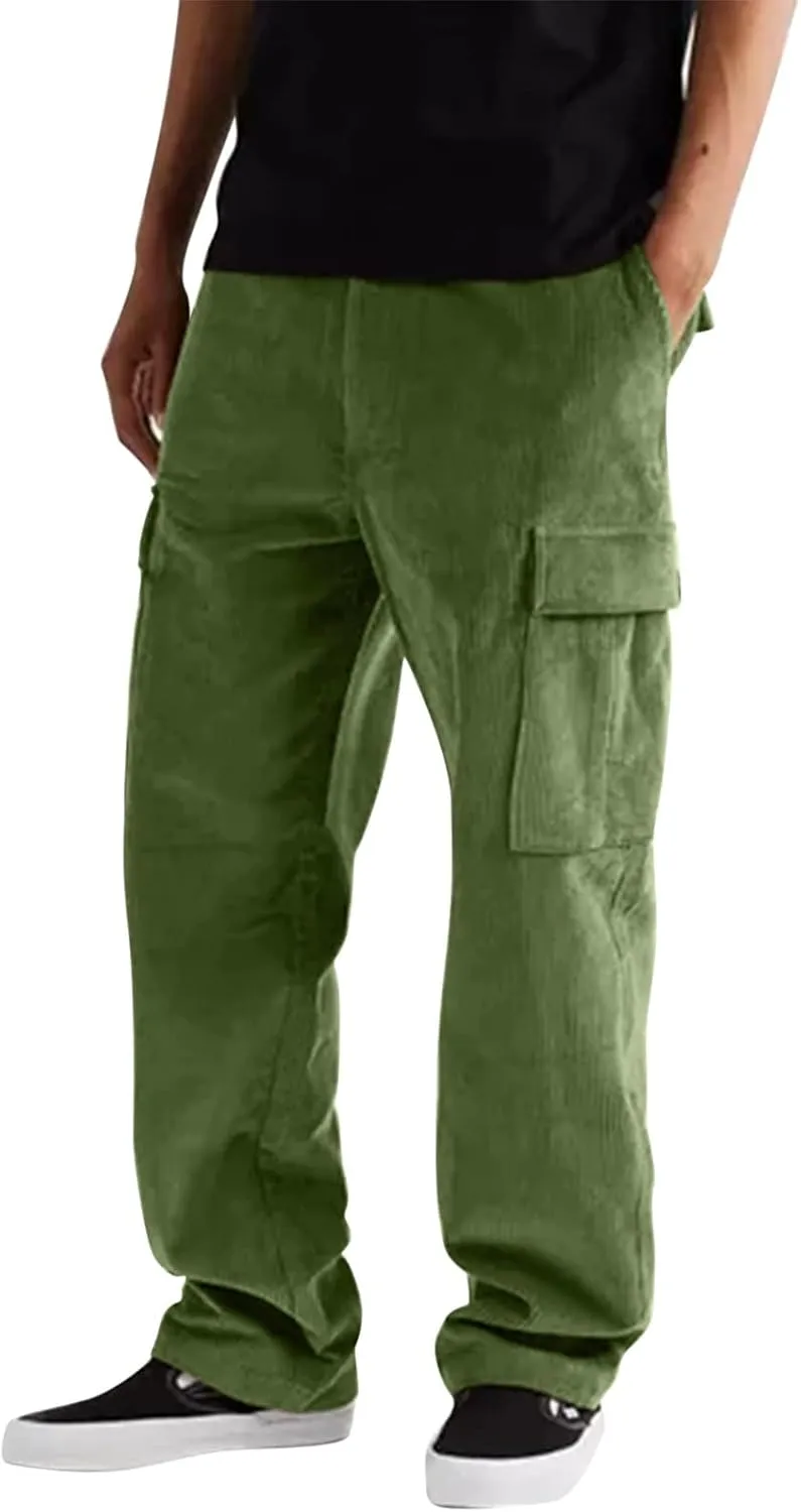 Cargo Pants for Men,Mens Joggers Pants Cotton Drawstring Chino Cargo Pants Hiking Casual Jogging Sweatpants