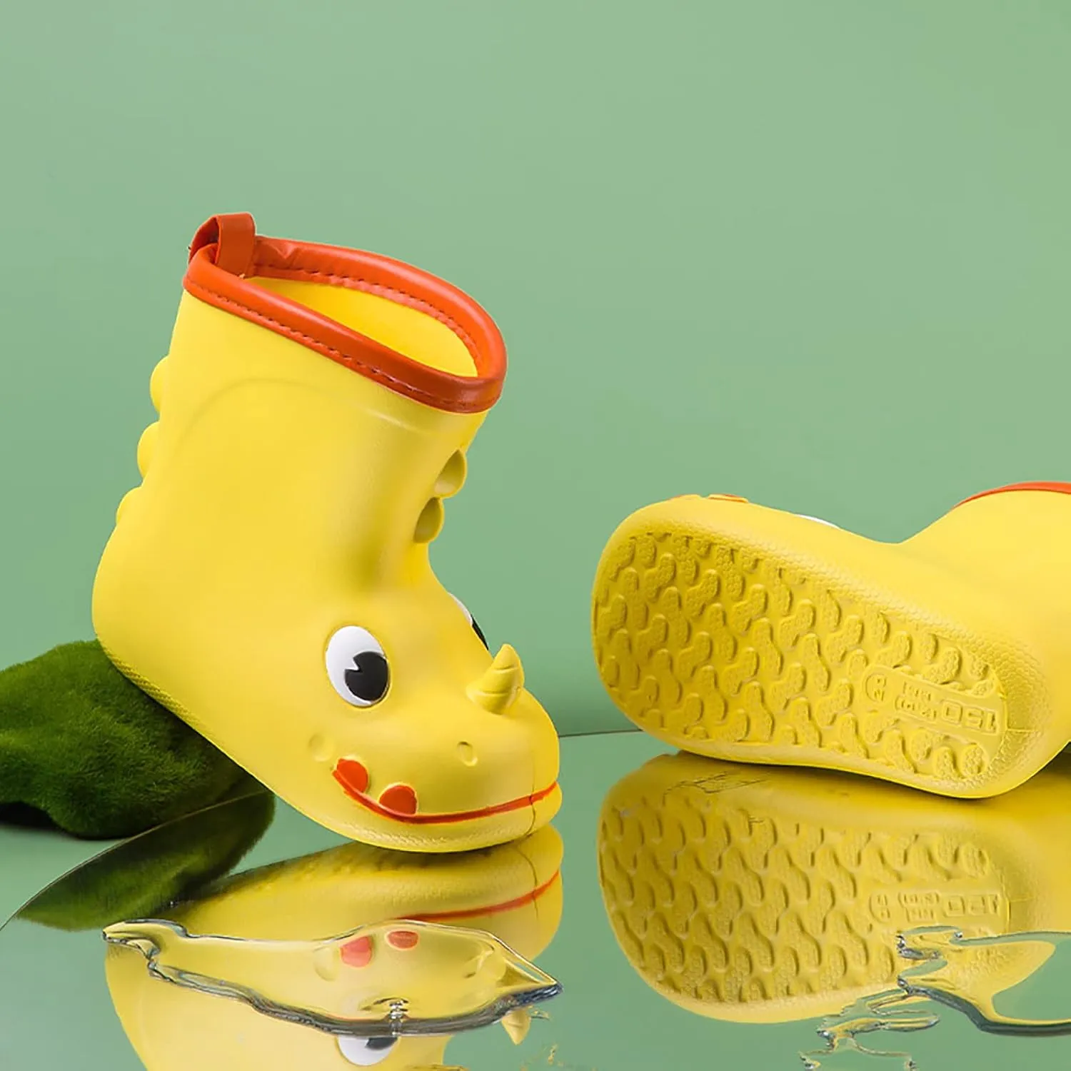 Cartoon Animals Rain Boots Toddler Kids Rain Shoes Childrens Adorable Lightwight Waterproof Rubber Big Girl Dress Shoes (Yellow, 170)