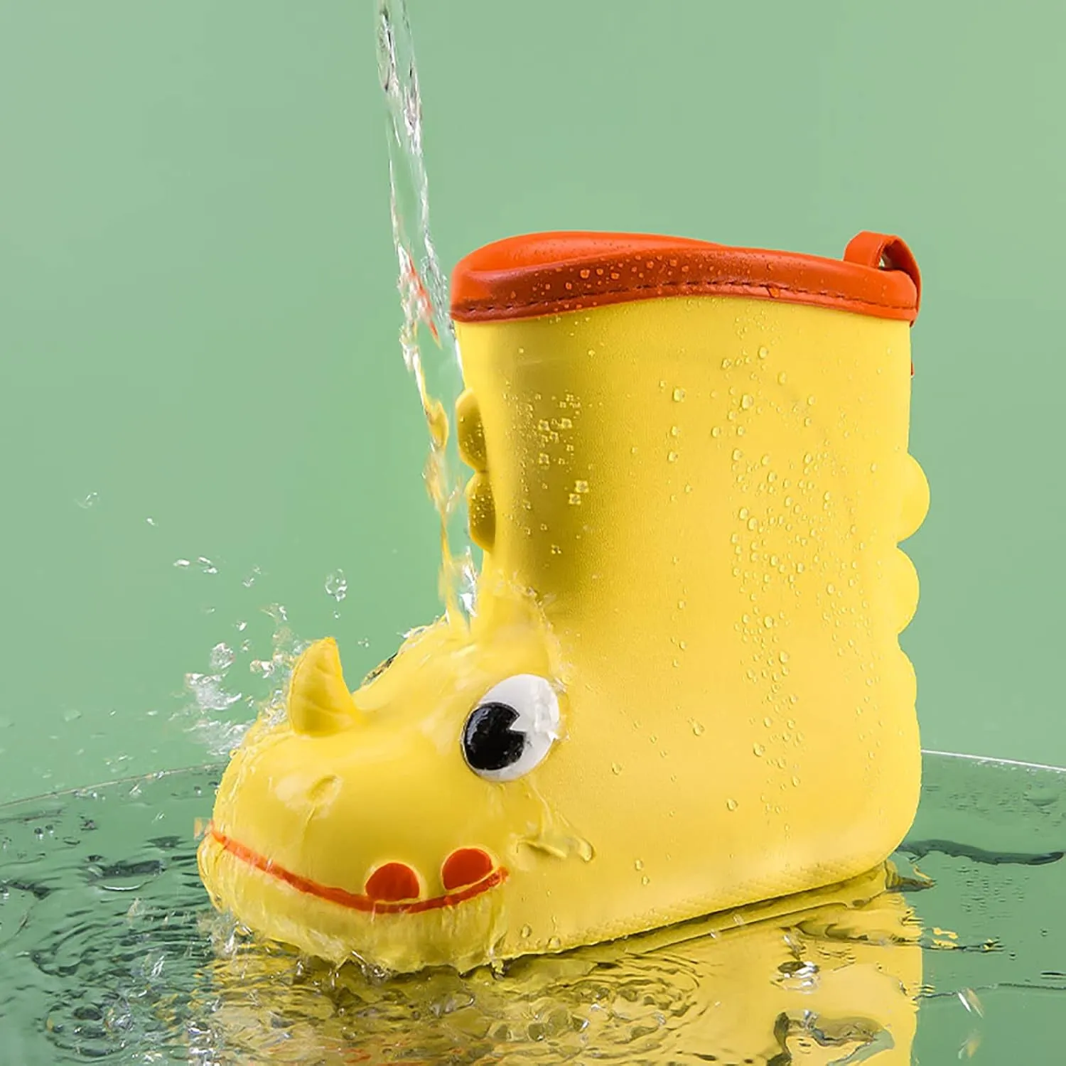 Cartoon Animals Rain Boots Toddler Kids Rain Shoes Childrens Adorable Lightwight Waterproof Rubber Big Girl Dress Shoes (Yellow, 170)