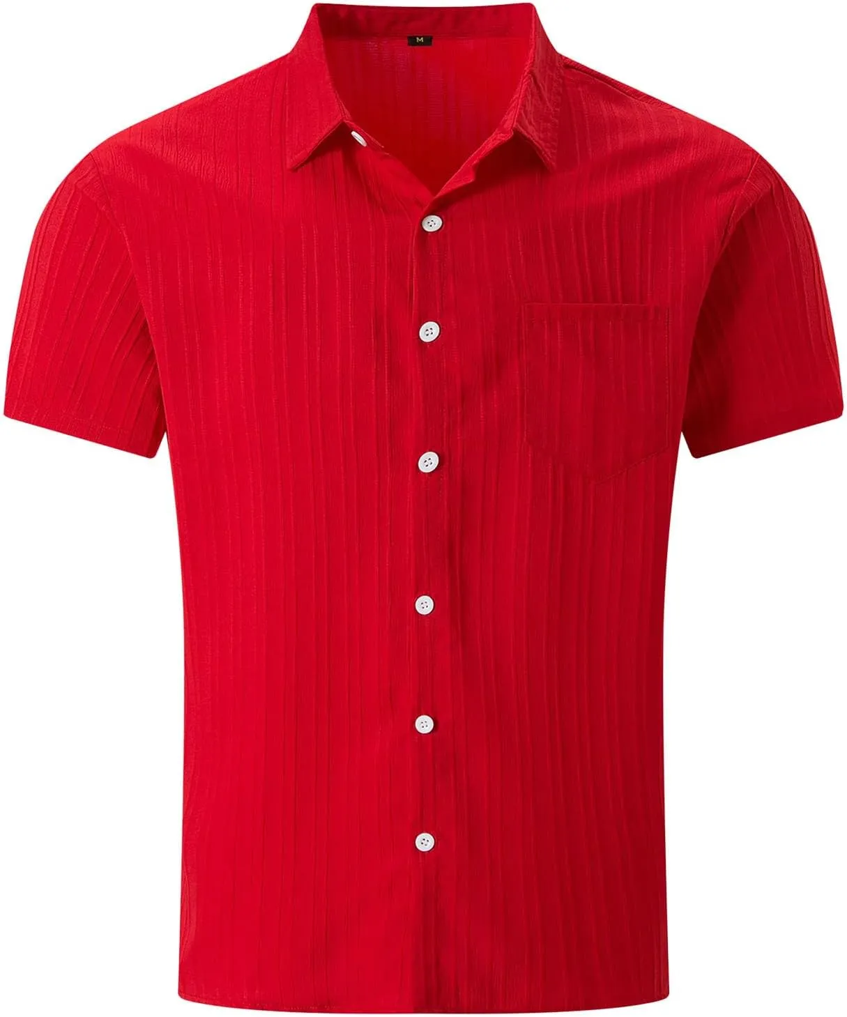 Cathalem Linen Shirts for Men, Men's Casual Button Down Shirts Short Sleeve Textured Summer Beach Shirt with Pocket