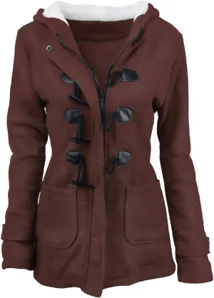 Ceboyel Womens Horn Button Winter Coats Fleece Lined Thicken Jackets Fashion Pea Coat Sweater 2023 Trendy Warm Clothes