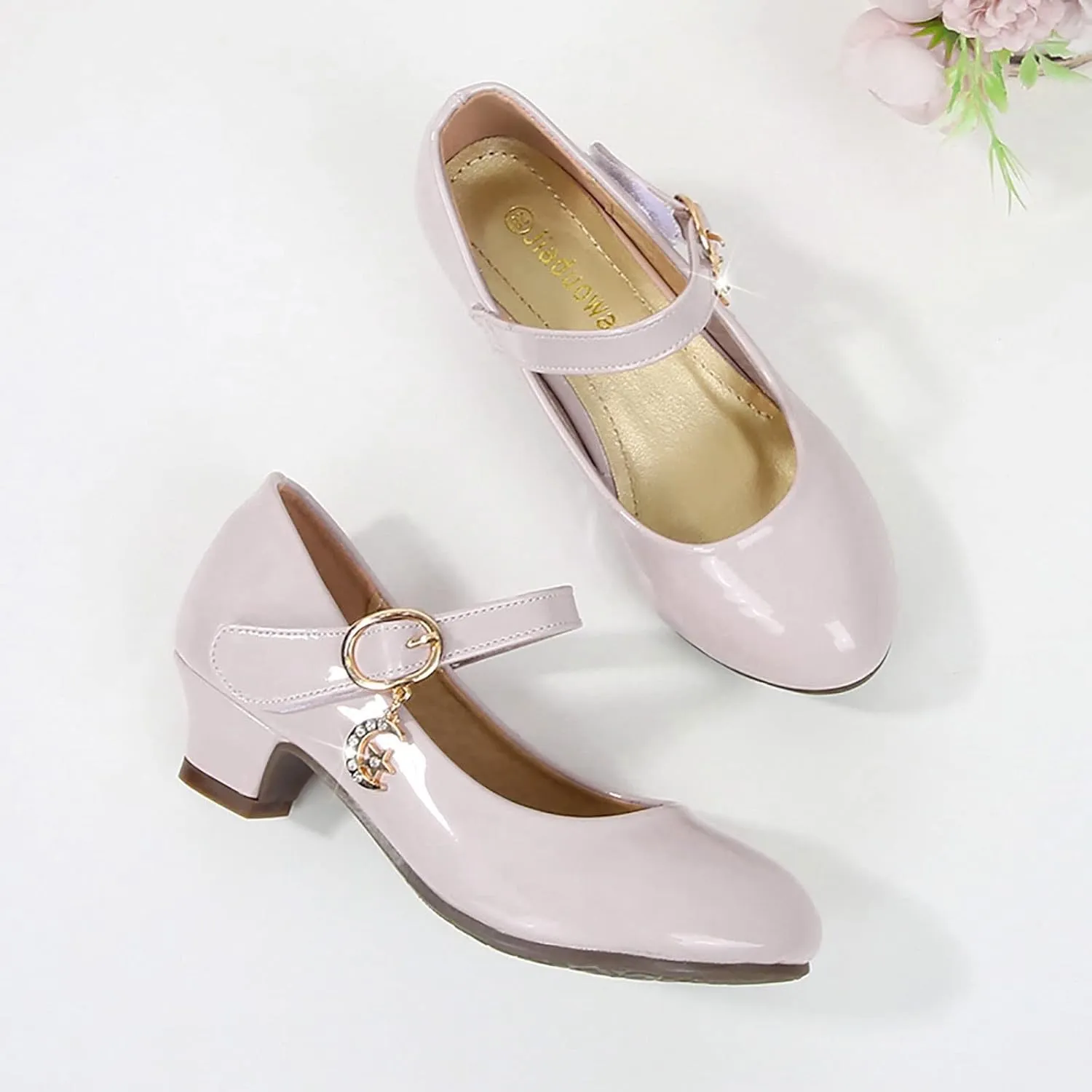 Childrens Girls Dress High Heels Shoes Casual Breathable Baby Kids Mary Jane Sandals Ankle Comfy Dance Non Slip Shoes