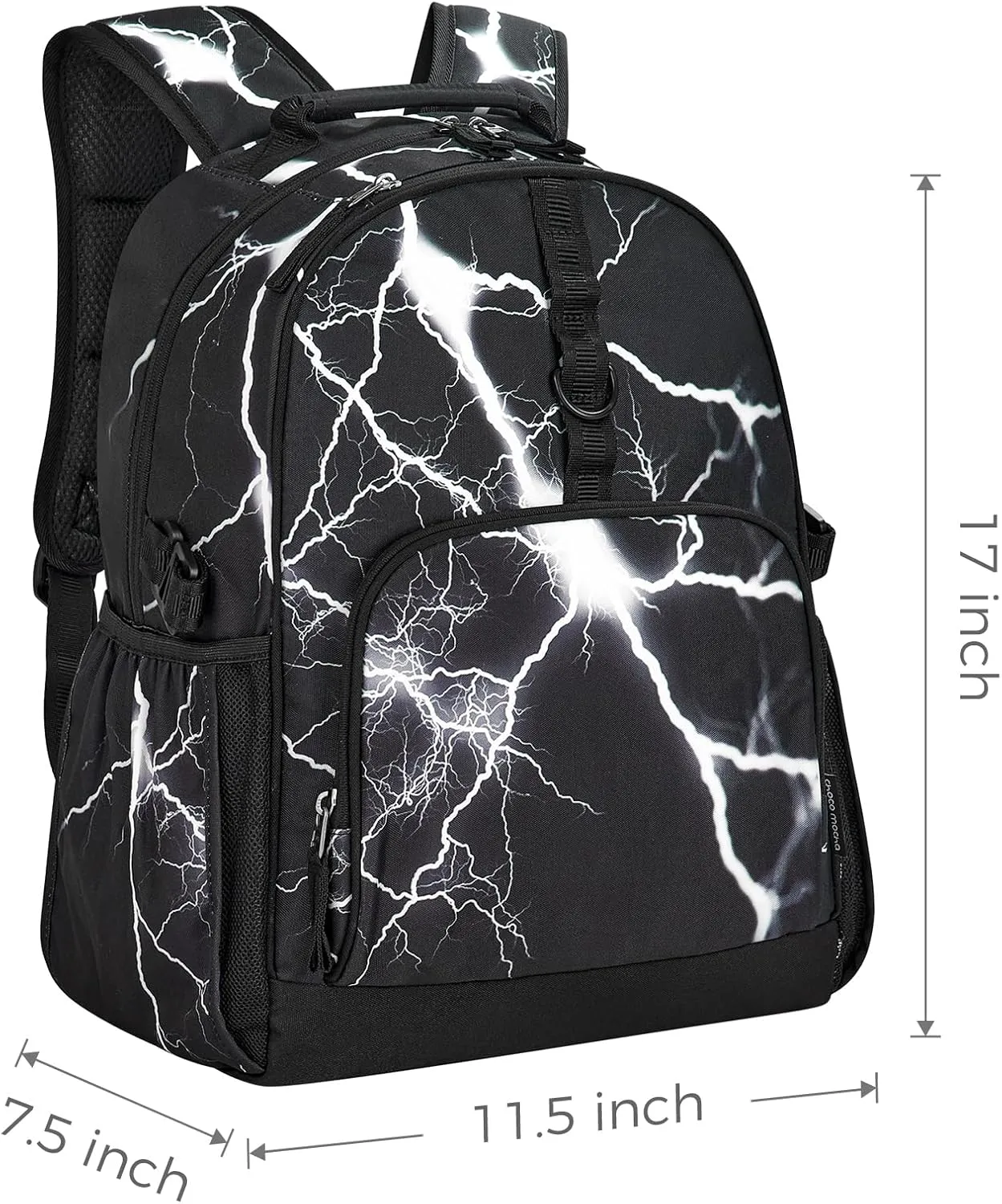Choco Mocha Lightning Backpack for Boys, Kindergarten Backpacks for Boys Backpack Ages 6-8, Boy Elementary School Bookbag 17 Inch, Black