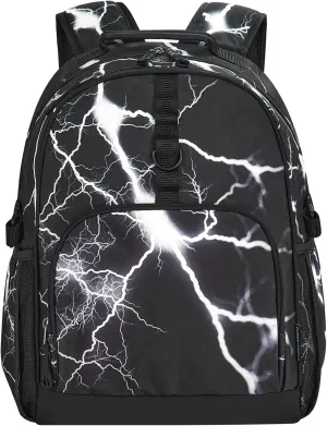 Choco Mocha Lightning Backpack for Boys, Kindergarten Backpacks for Boys Backpack Ages 6-8, Boy Elementary School Bookbag 17 Inch, Black