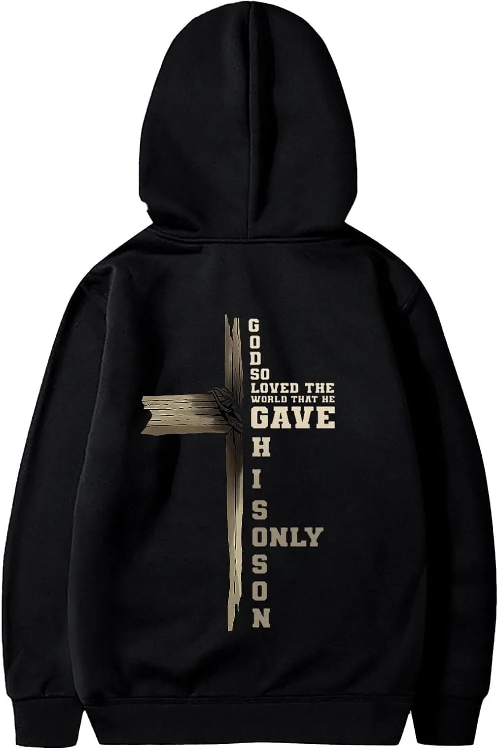 Christian Hoodies for Men Cross Graphic Long Sleeve Pullovers Hoodie Oversized Comfort Fleece Shirts with Pockets