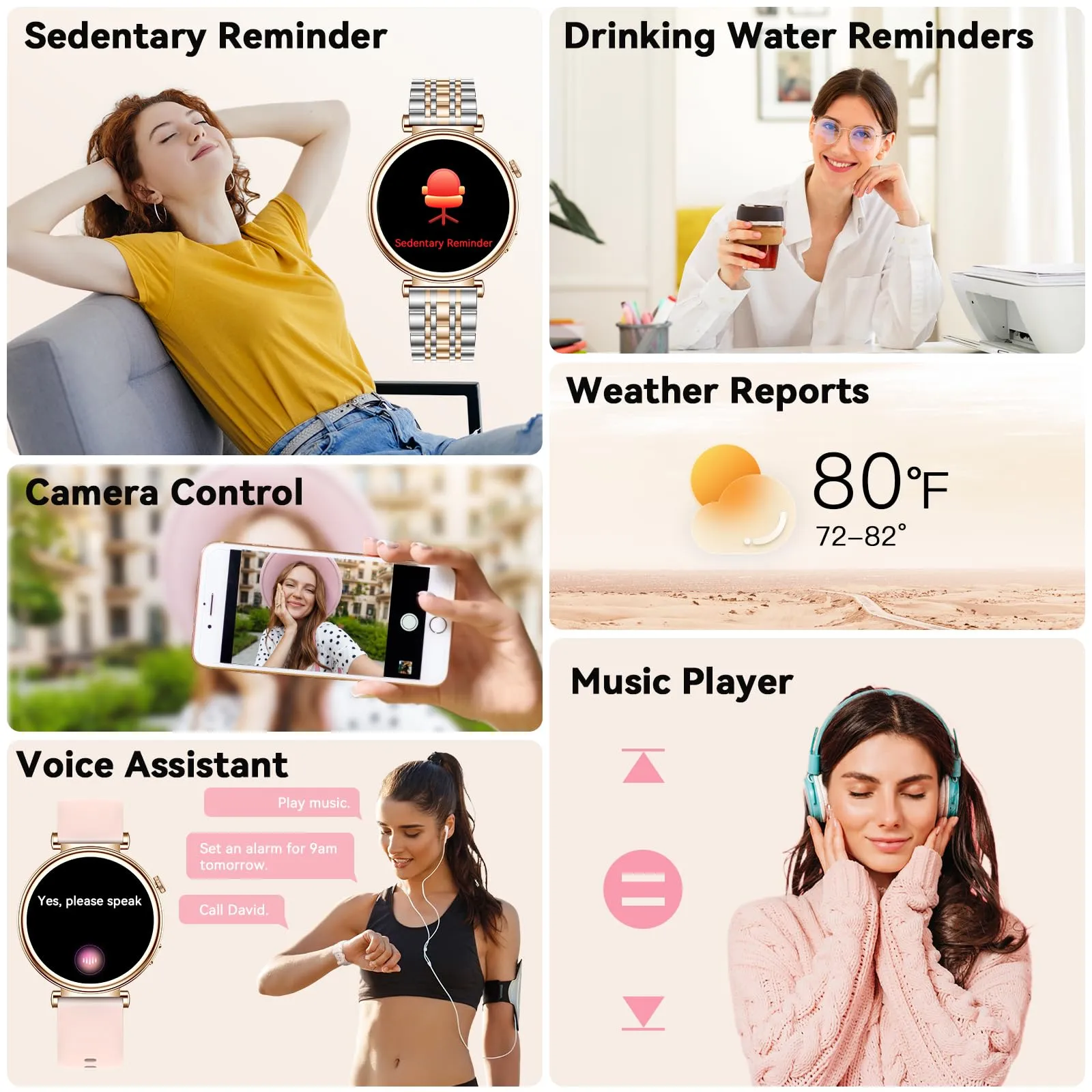 CIVO Smart Watches for Women Fitness: Silver Sport Tracker Health - Blood Pressure Heart Rate Monitor Ladies Smartwatch for Android iOS Phone