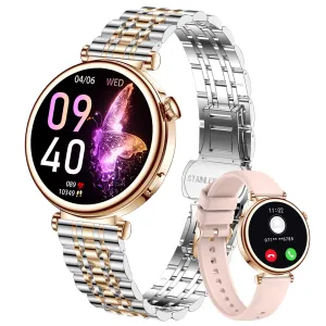 CIVO Smart Watches for Women Fitness: Silver Sport Tracker Health - Blood Pressure Heart Rate Monitor Ladies Smartwatch for Android iOS Phone
