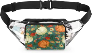 Clear Fanny Pack Stadium Approved Adjustable Autumn Pumpkins Clear Belt Bag Cute Waist Pouch for Women Men Travel Sports Events Hiking Concerts