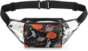 Clear Fanny Pack Stadium Approved Adjustable Basketball Clear Belt Bag Cute Waist Pouch for Women Men Travel Sports Events Hiking Concerts