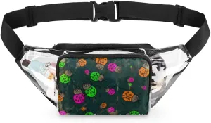 Clear Fanny Pack Stadium Approved Adjustable Cartoon Beetle Art Clear Belt Bag Cute Waist Pouch for Women Men Travel Sports Events Hiking Concerts