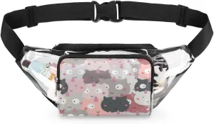 Clear Fanny Pack Stadium Approved Adjustable Cute Cartoon Animal Clear Belt Bag Cute Waist Pouch for Women Men Travel Sports Events Hiking Concerts