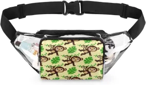 Clear Fanny Pack Stadium Approved Adjustable Cute Cartoon Monkey Clear Belt Bag Cute Waist Pouch for Women Men Travel Sports Events Hiking Concerts