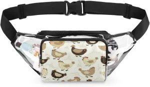 Clear Fanny Pack Stadium Approved Adjustable Cute Chicken Clear Belt Bag Cute Waist Pouch for Women Men Travel Sports Events Hiking Concerts