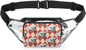 Clear Fanny Pack Stadium Approved Adjustable Cute Elephant Pattern Clear Belt Bag Cute Waist Pouch for Women Men Travel Sports Events Hiking Concerts