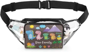 Clear Fanny Pack Stadium Approved Adjustable Dinosaur Family Clear Belt Bag Cute Waist Pouch for Women Men Travel Sports Events Hiking Concerts