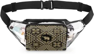 Clear Fanny Pack Stadium Approved Adjustable Elephant Geometric Stripes Clear Belt Bag Cute Waist Pouch for Women Men Travel Sports Events Hiking Concerts