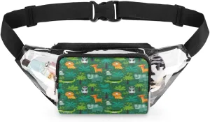 Clear Fanny Pack Stadium Approved Adjustable Elephant Giraffe Panda Rabbit Clear Belt Bag Cute Waist Pouch for Women Men Travel Sports Events Hiking Concerts