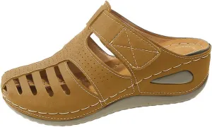 Clogs for Women Mules Shoes Casual Hollow Closed Toe Platform Sandals Breathable Sandals with Arch Support Summer Beach Rome Shoes