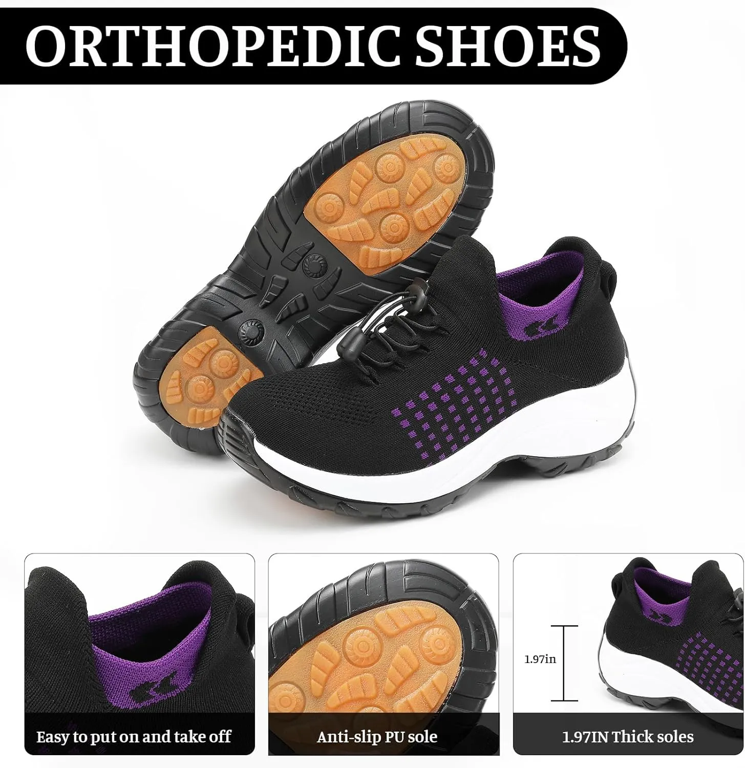 Comfort Wear Shoes for Women Men Fashion Comfortwear Orthopedic Shoe Ortho Breathable Shoes for Plantar Fasciitis Air Cushion Slip-On Orthopedic Diabetic Walking Shoes Orthofeet Sneakers