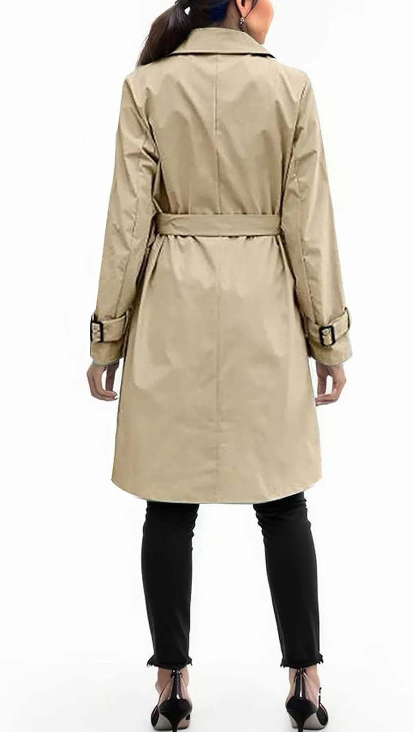 cooki Fall Jackets for Women 2023 Women's Trench Coat Double-Breasted Classic Lapel Overcoat Waterproof Coat Classic Jackets