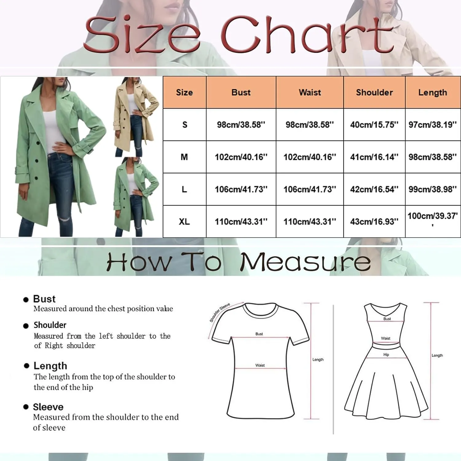 cooki Fall Jackets for Women 2023 Women's Trench Coat Double-Breasted Classic Lapel Overcoat Waterproof Coat Classic Jackets