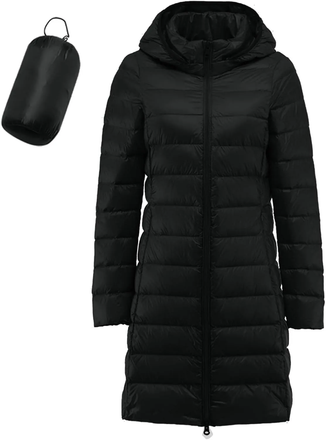 cooki Puffer Jacket Womens Packable Long Slim Fit Lightweight Hooded Down Jacket Quilted Puffer Winter Coats for Women