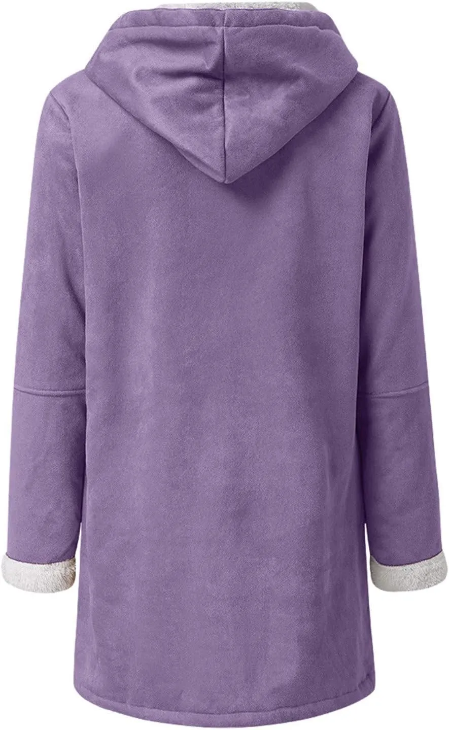 cooki Womens Coats Winter Fleece Lined Coats Sherpa Jackets Fuzzy Fleece Coats Oversized Long Thicken Vintage Warm Outerwear