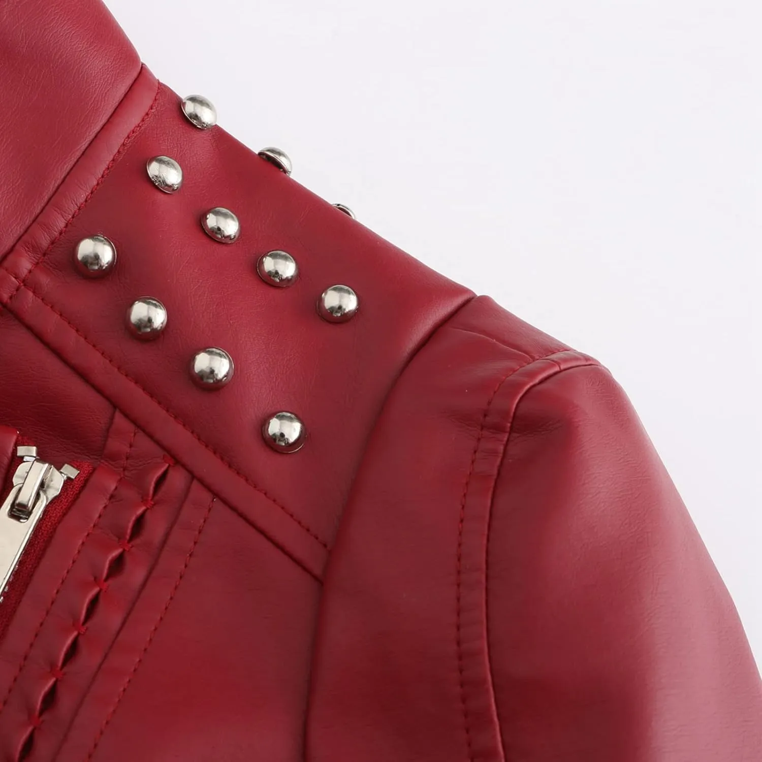 cooki Women's Fashion Slim Fit Zip up Faux Leather Biker Jacket Faux Leather Moto Jacket Casual Short PU Biker Coats