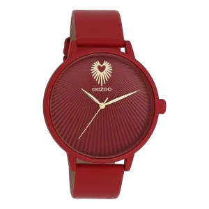 Dahlia red OOZOO watch with dahlia red leather strap - C11249