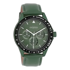 Dark green OOZOO watch with green leather strap - C11111