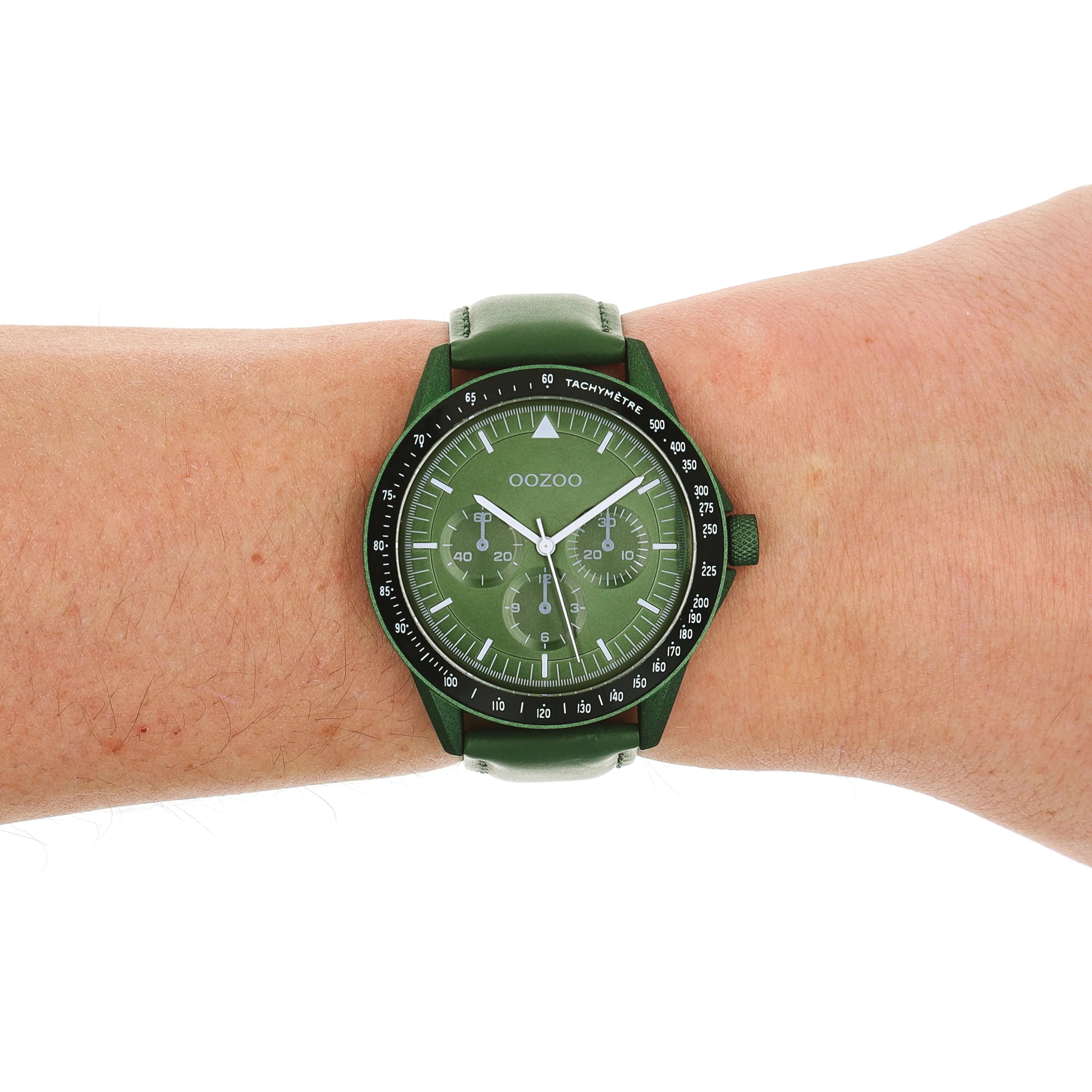 Dark green OOZOO watch with green leather strap - C11111