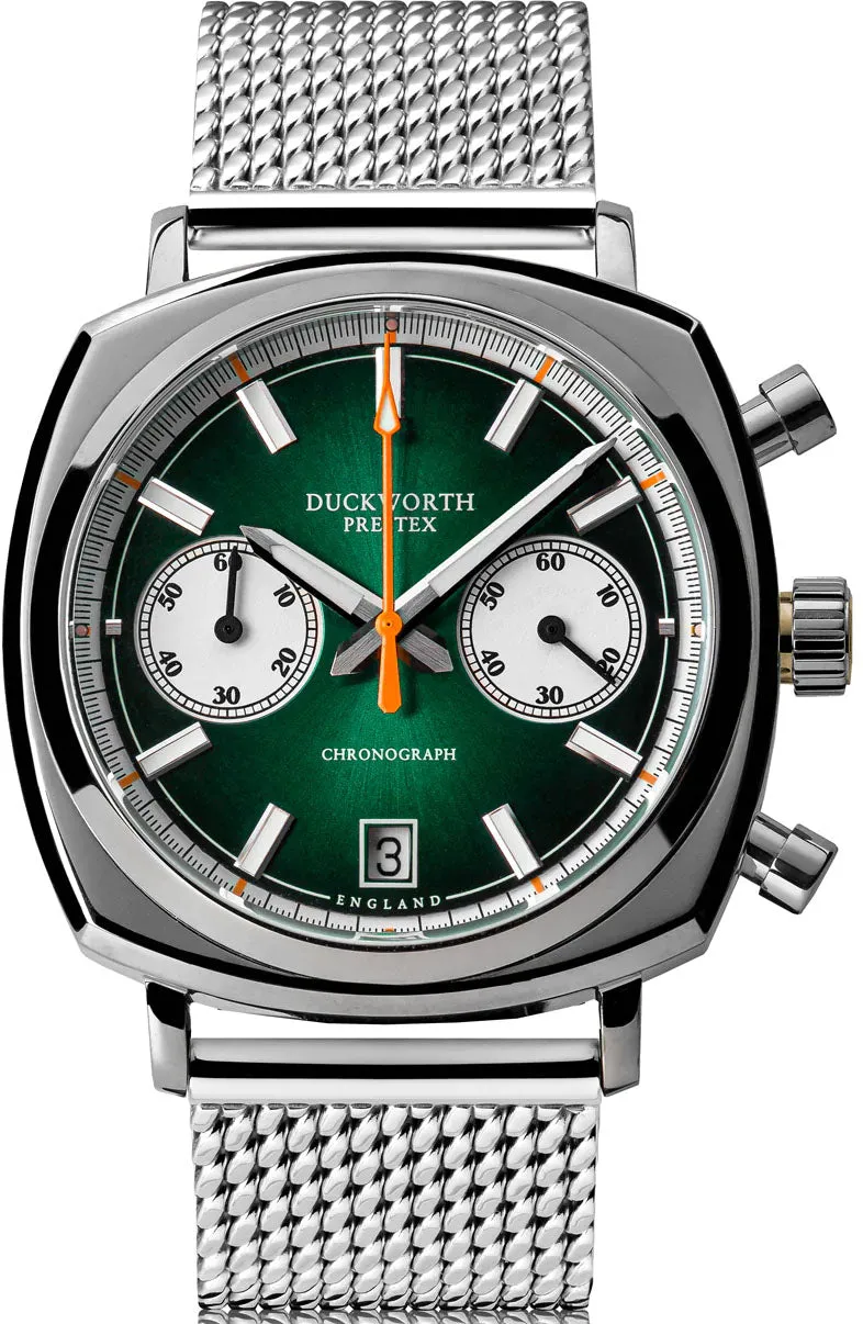 DP Watch Chronograph 42 Green Sunburst Mesh Bracelet