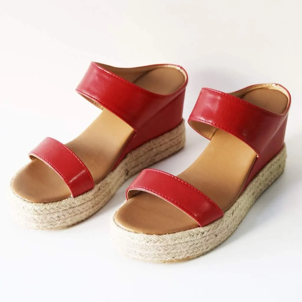 Eduavar Espadrille Sandals for Women, Sandals for Women Casual Summer Travel Beach Sandals Open Toe Slip-on Wedge Sandals