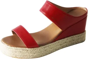 Eduavar Espadrille Sandals for Women, Sandals for Women Casual Summer Travel Beach Sandals Open Toe Slip-on Wedge Sandals
