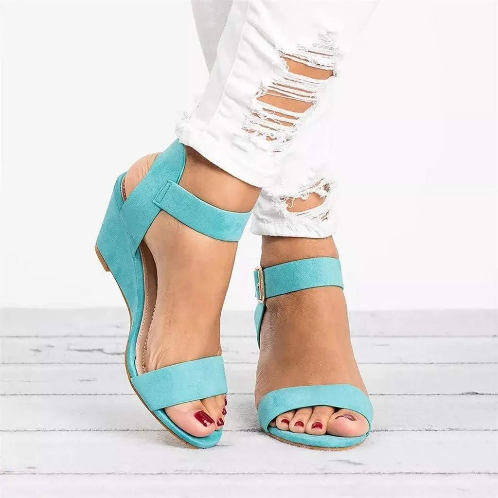 Eduavar Orthopedic Sandals for Women, Sandals Women Comfortable Open Toe Low Wedge Sandals Dressy Sandals with Ankle Strap