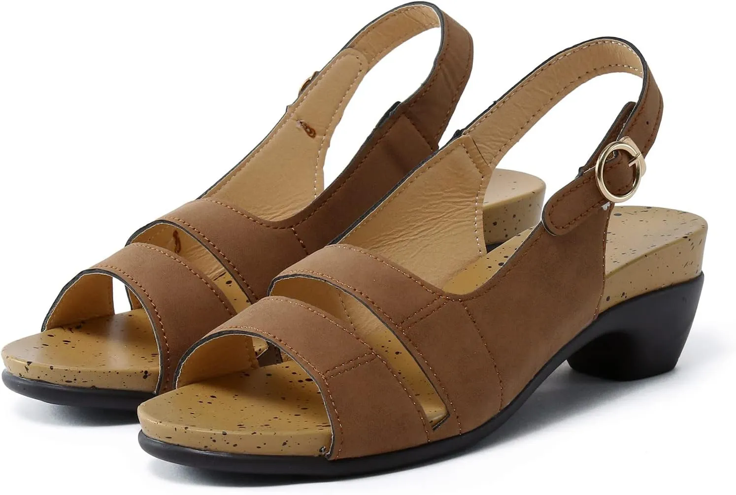 Eduavar Orthopedic Sandals for Women, Sandals Women Fashion Summer Casual Elegant Low Heel Sandals with Ankle Strap