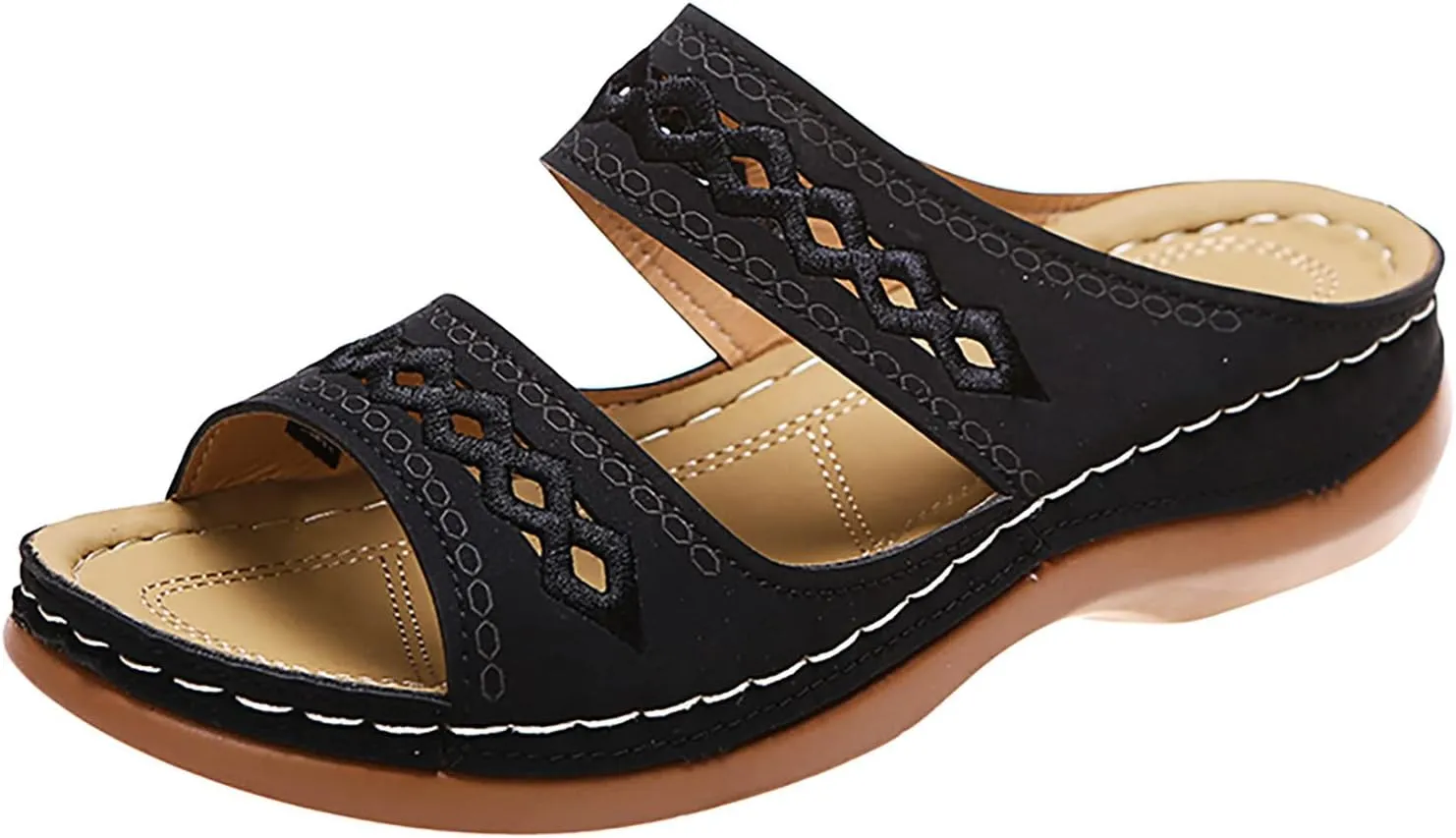 Eduavar Sandals Women Dressy Summer, Womens Sandals Dressy Fish Mouth Hollow Out Sandals Open Toe Comfy Sandals Shoes