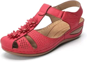 Eduavar Summer Sandals for Women, Women Sandals Dressy Comfortable Close Toe Sandals Cutout Wedge Sandals Shoes