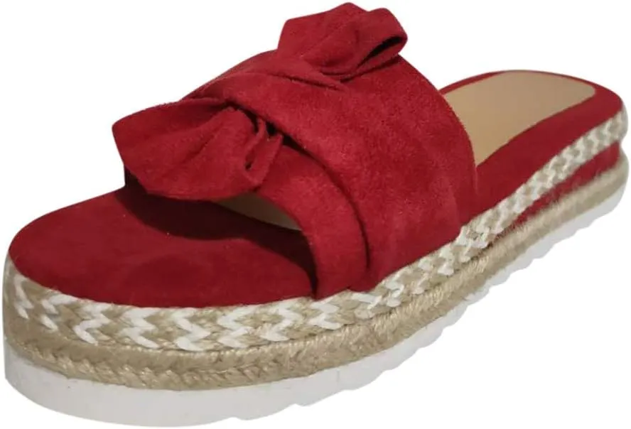 Eduavar Womens Wedge Sandals, Orthopedic Sandals for Women Bow Tie Sandals Slip On Espadrille Platform Sandals